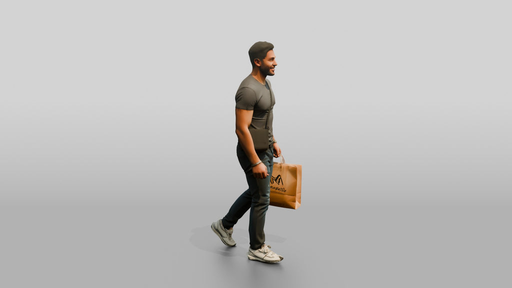Athletic Young Egyptian Man Holding a Shopping Bag