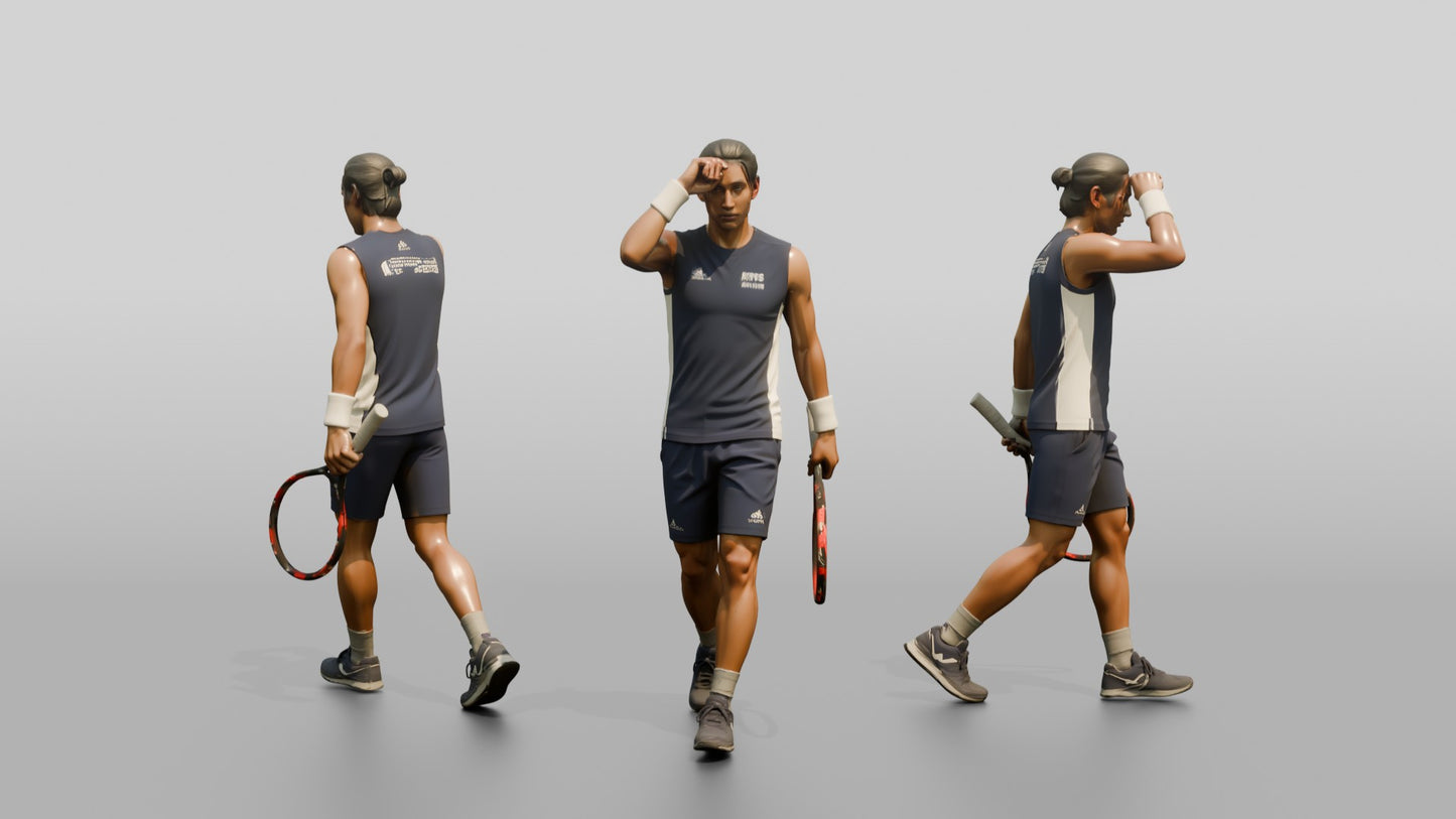 Male Tennis Player Wiping Sweat with a Wristband