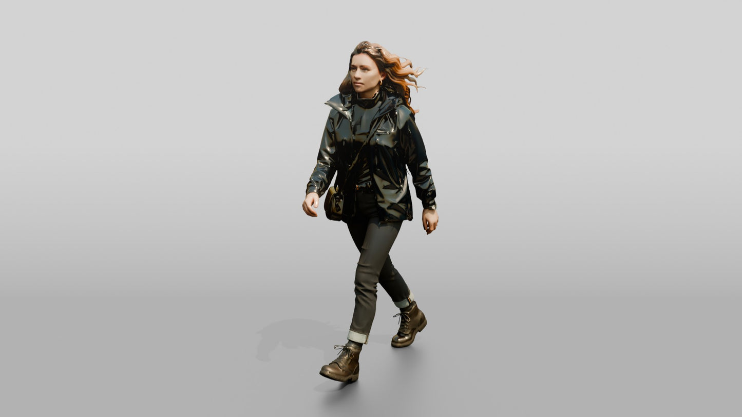 Caucasian Woman in Technical Winter Jacket
