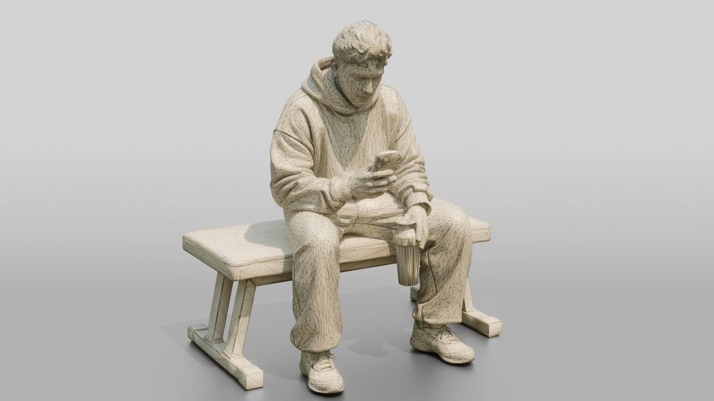 Man Sitting with Protein Shaker
