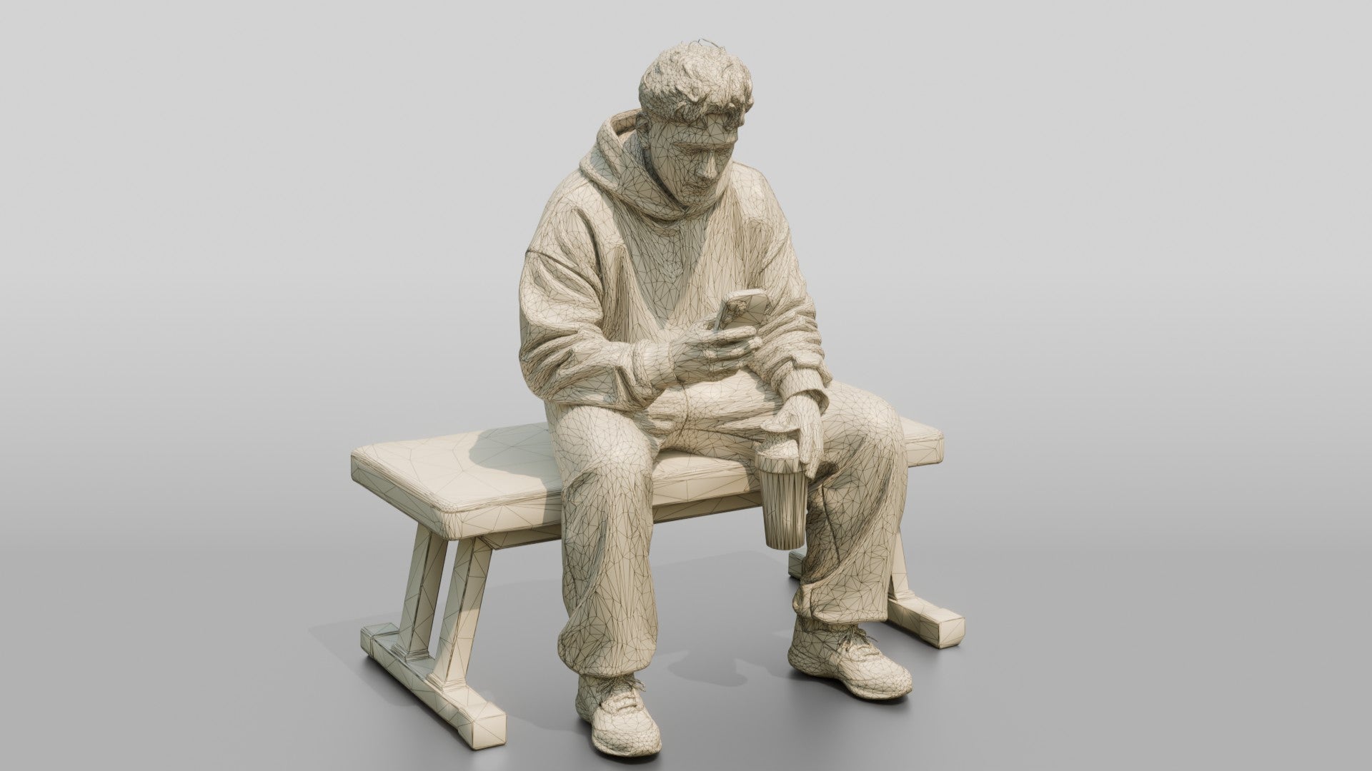 Man Sitting with Protein Shaker