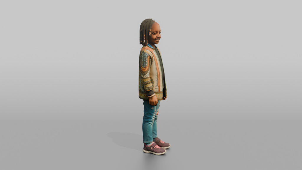 African Girl in Ankara Bomber Jacket and Jeans