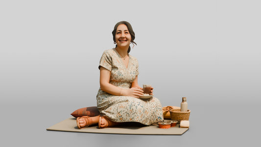 Middle-Aged Turkish Woman on a Park Picnic Blanket - 3D character model, view 1
