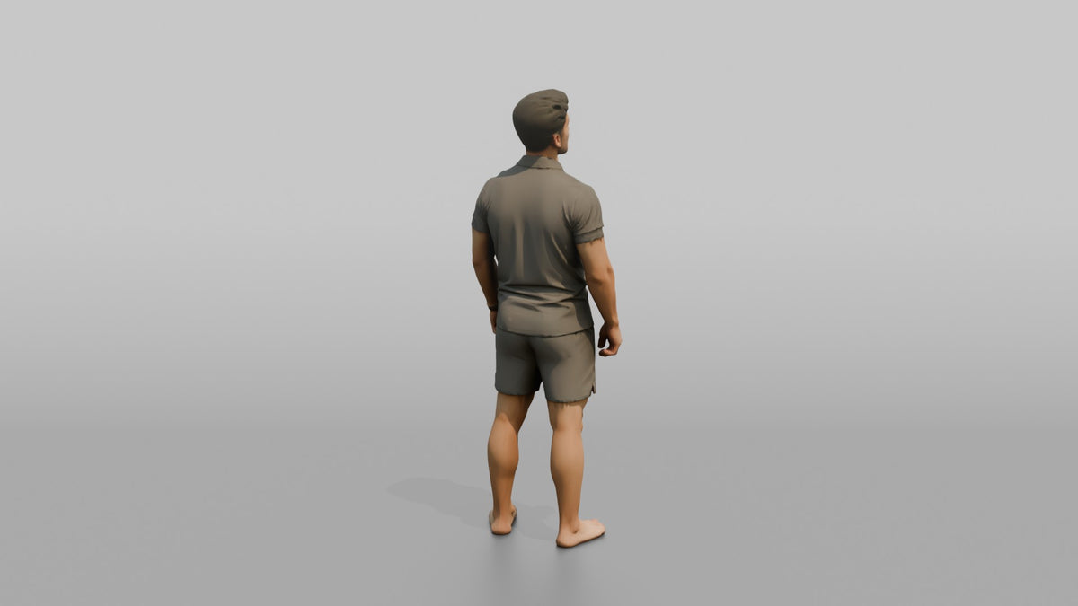 Fitness Influencer Man Standing Three-quarter Angle, Chin Slightly Up - 3D character model, view 3