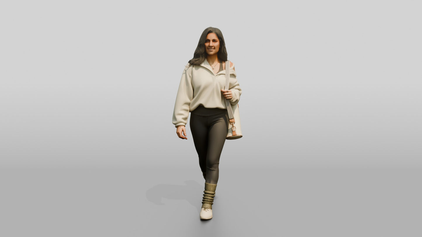 Walking Woman with Mat Bag