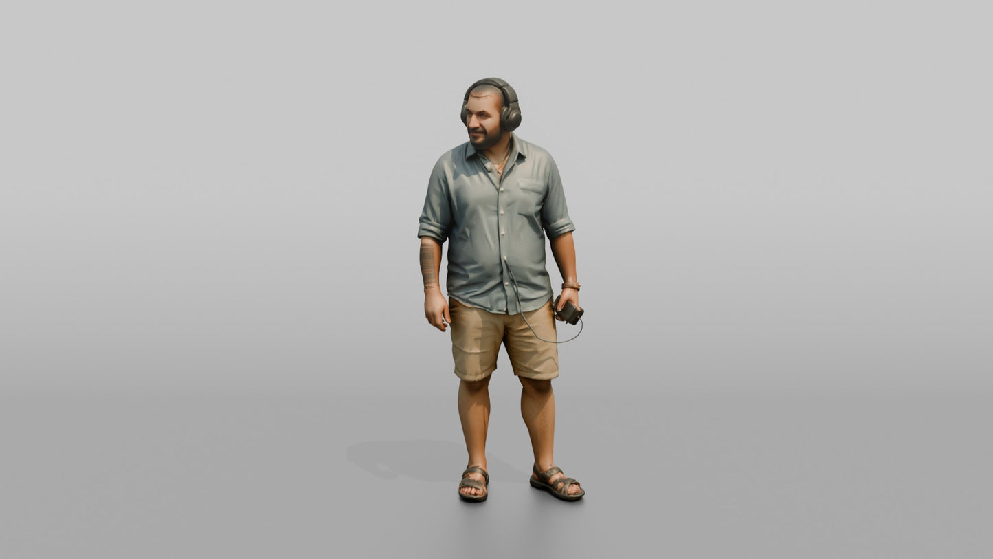 Vacationer Wearing Breezy Button Up Shirt And Khaki