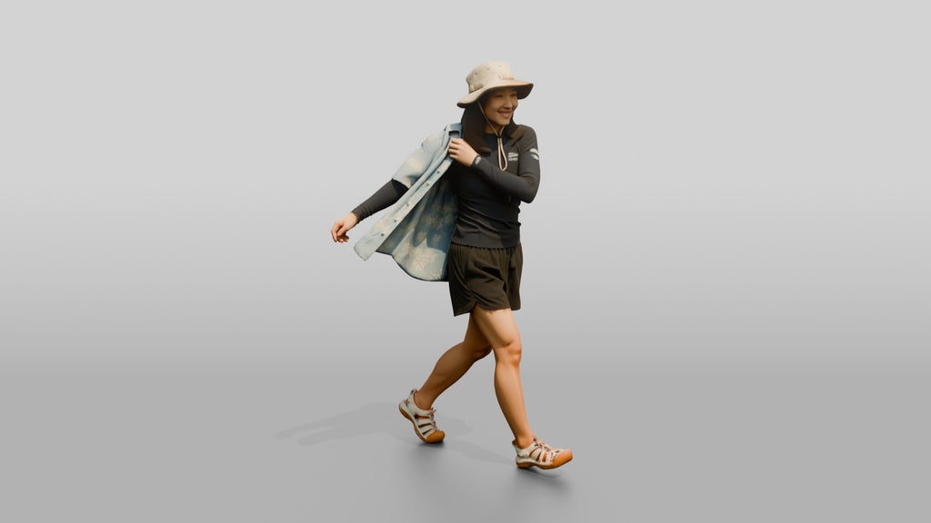 Woman Shrugging On Open Beach Shirt