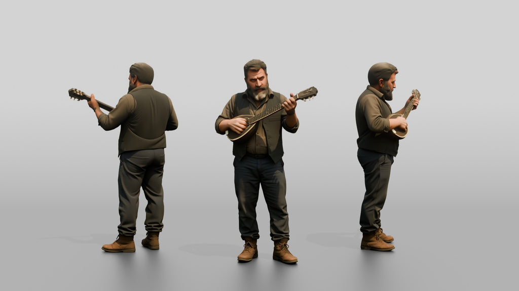 Baglama Player Plucking String Instrument