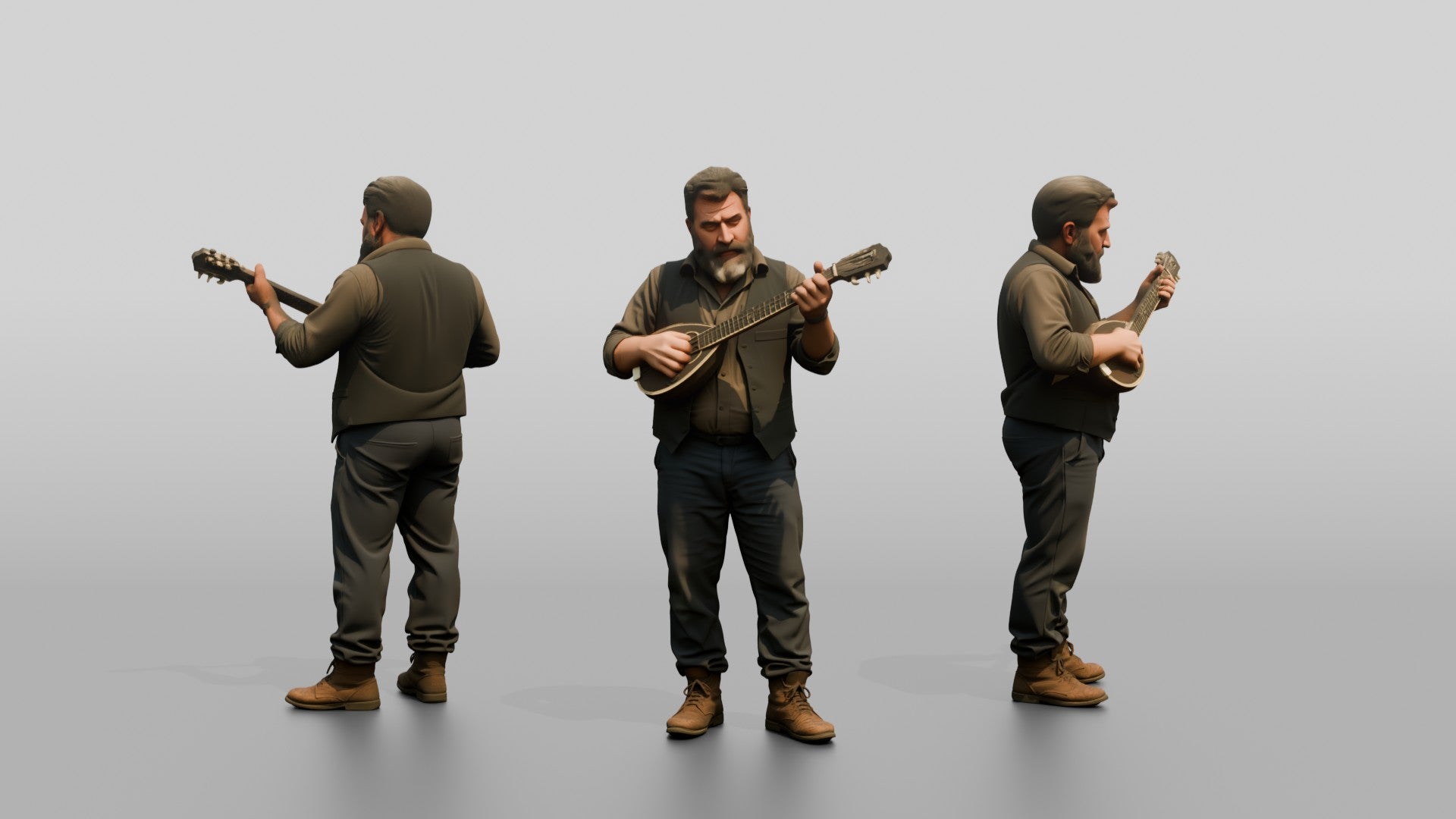 Baglama Player Plucking String Instrument