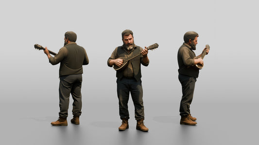 Baglama Player Plucking String Instrument