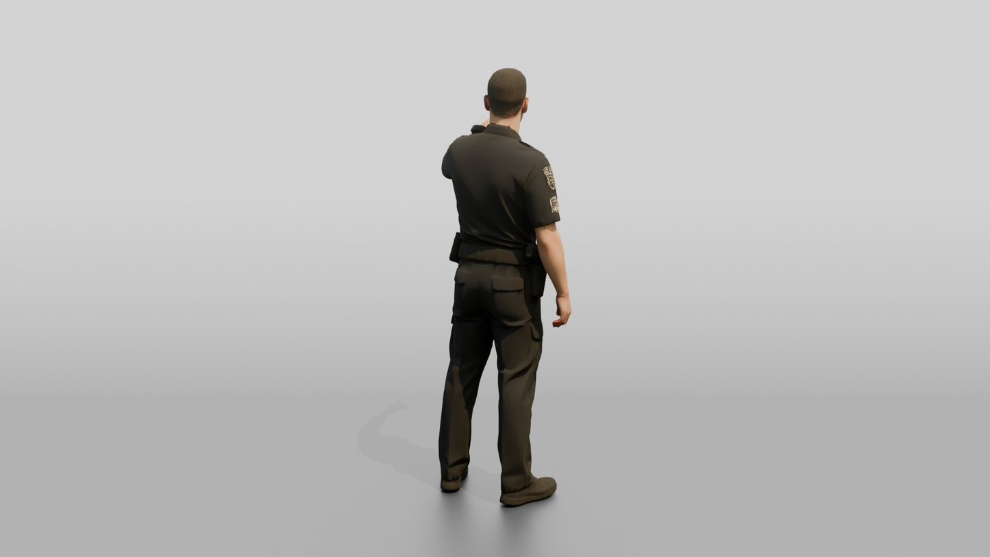 Police Officer Gesturing into the Distance