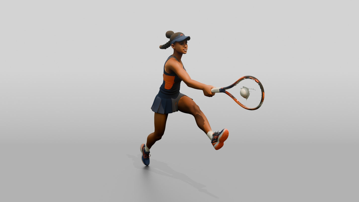 Female Tennis Player Hitting a Cross-Court Volley