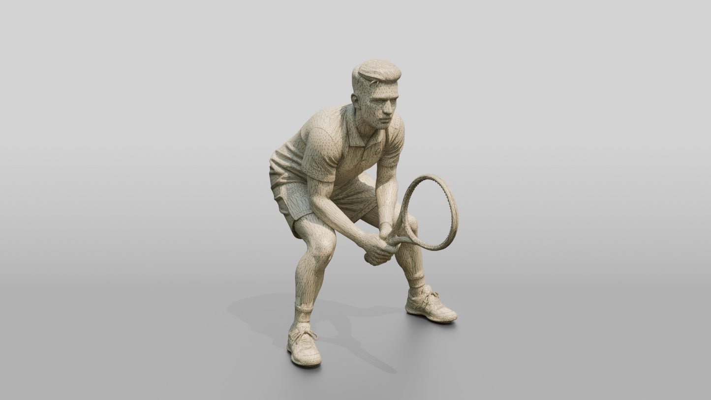 Male Tennis Player in a Focused Baseline Stance