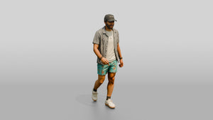 Multiracial Man Stepping Forward on the Boardwalk - 3D character model, view 1