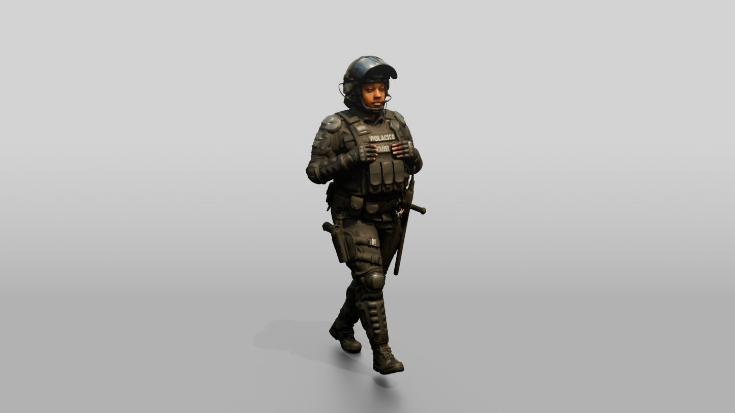 Riot Police Officers Walking on Patrol
