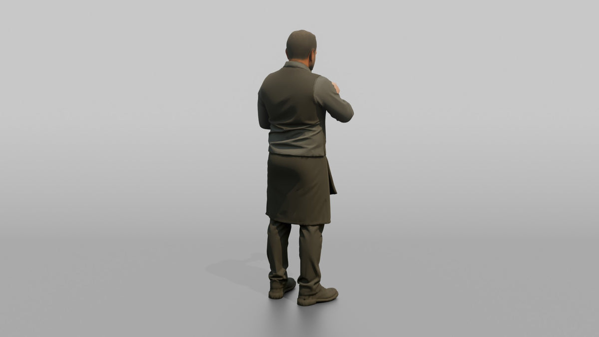 Bartender Man Garnishing A Cocktail With A Lime Wedge - 3D character model, view 3
