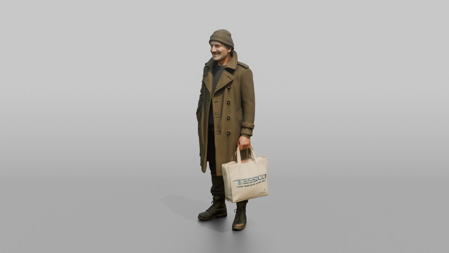 British Man Standing in a Winter Trench Coat