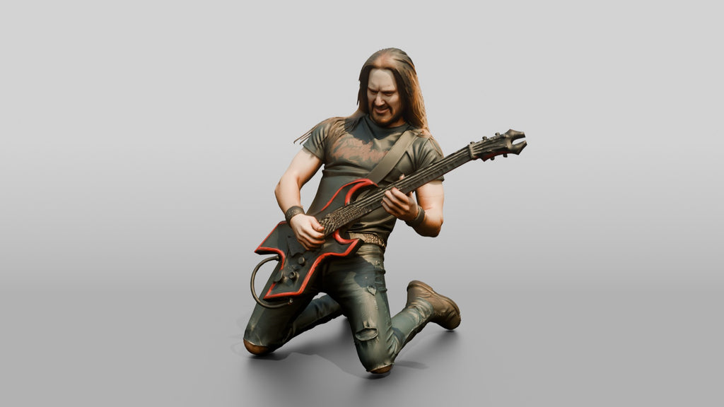 Heavy Metal Guitarist Knee-Slide Solo