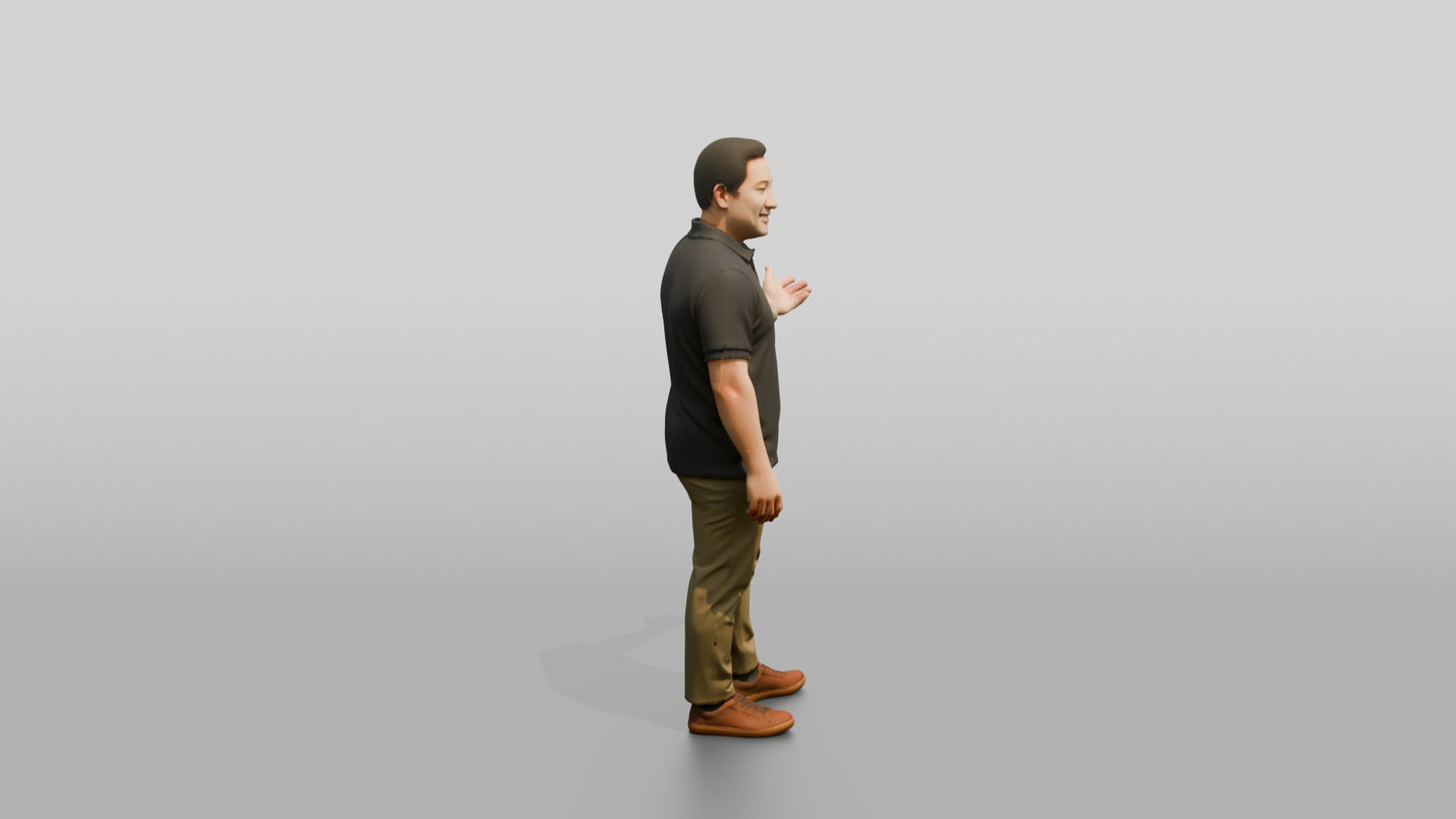 Casual Man Gesturing in a Polo