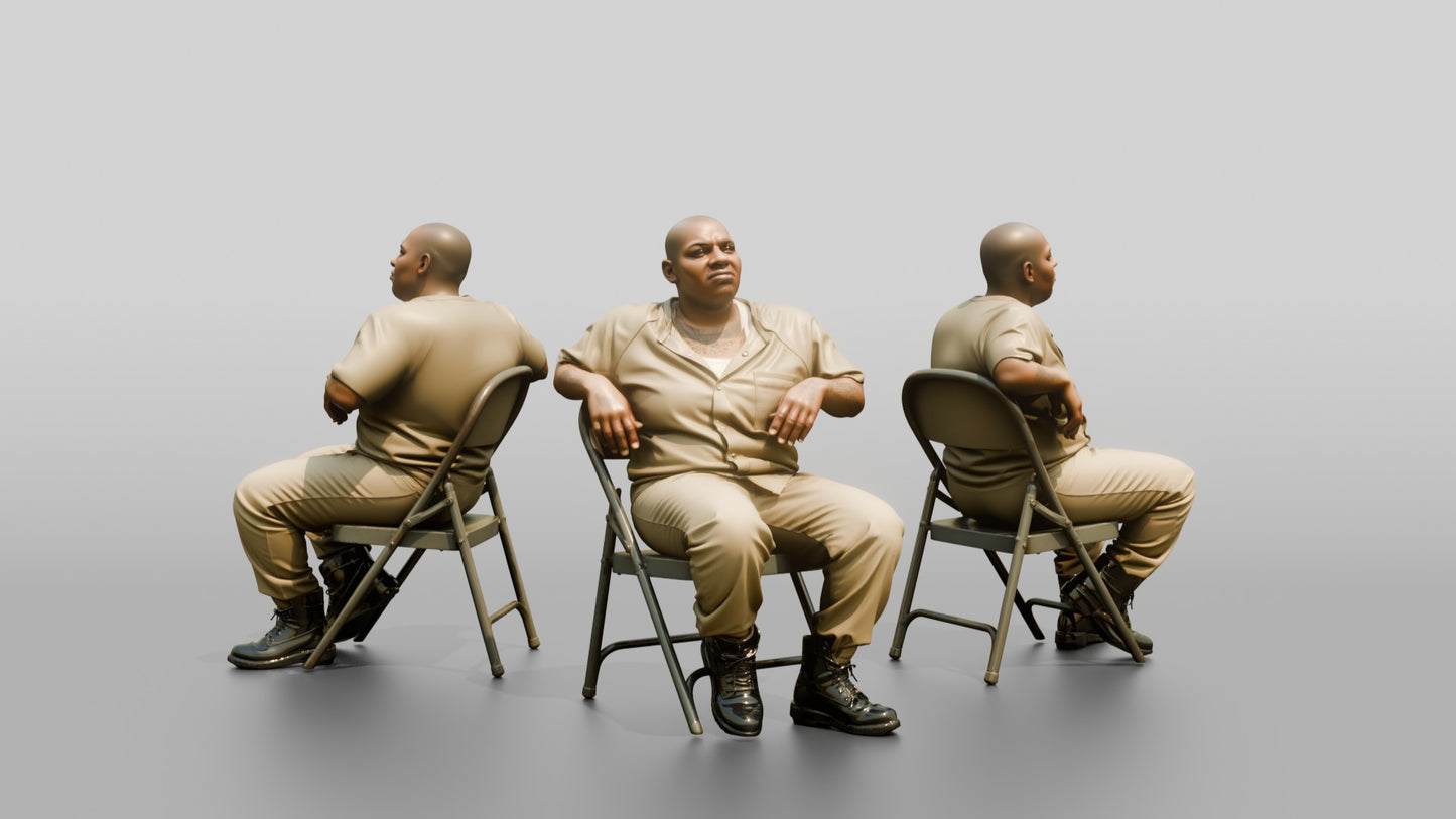 Black Female Prisoner in a Khaki Uniform