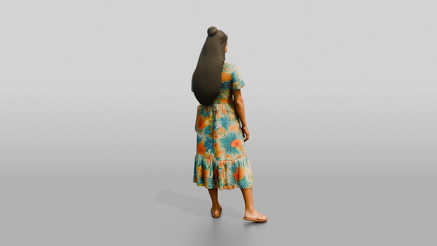 Latina Woman in Tropical Summer Dress