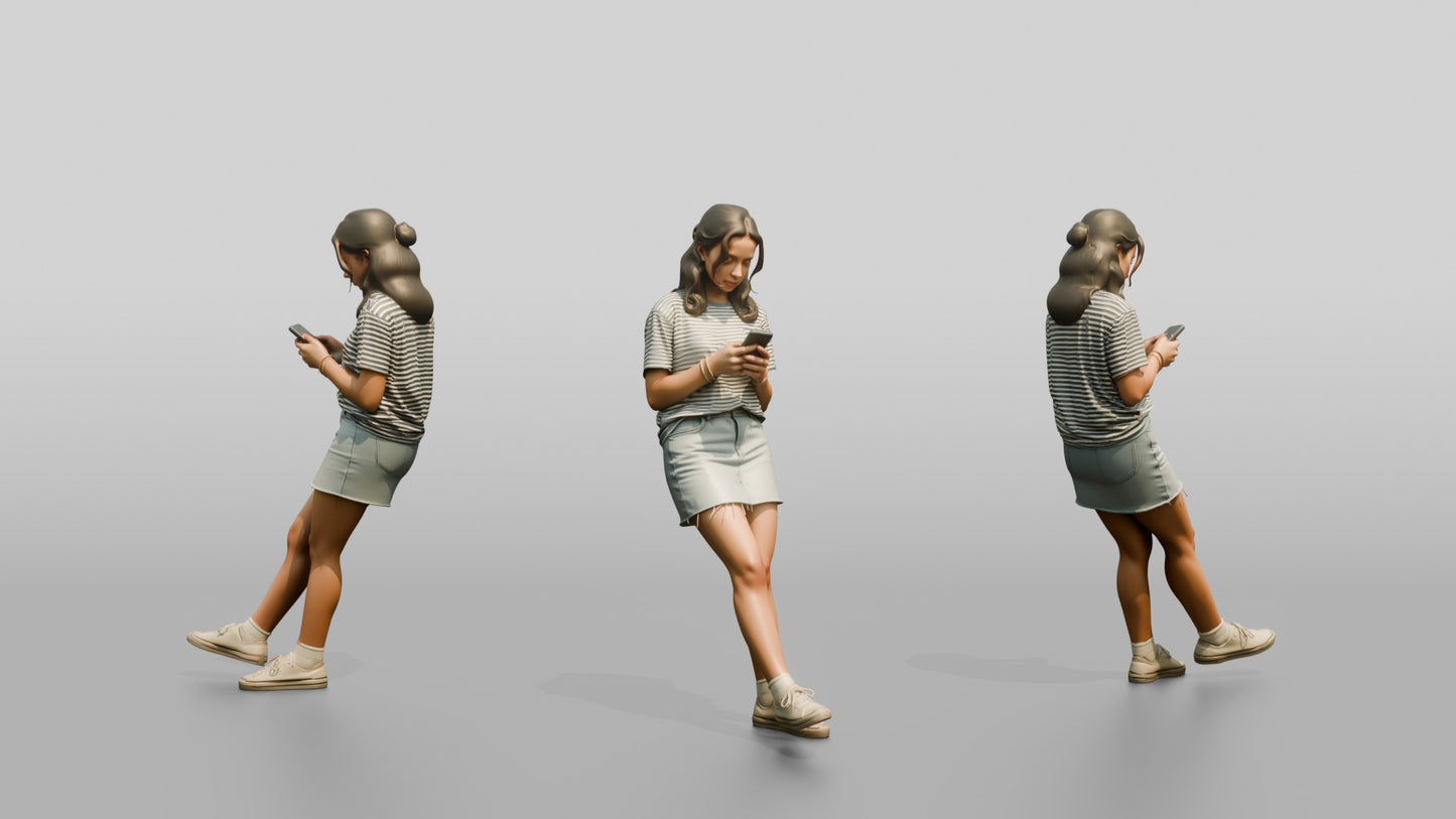 Petite Portuguese Teenage Girl Texting on Her Phone