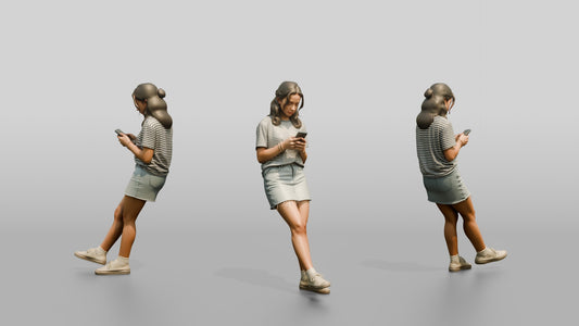 Petite Portuguese Teenage Girl Texting on Her Phone