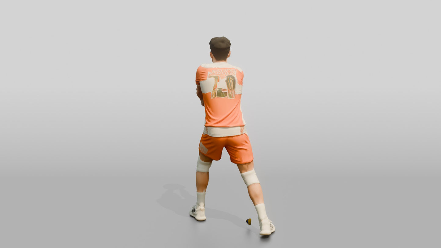 Male Volleyball Player in Orange and White Kit