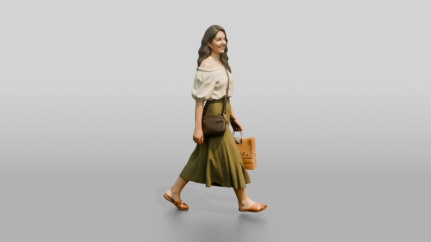 Slender Croatian Woman Carrying a Leather Purse