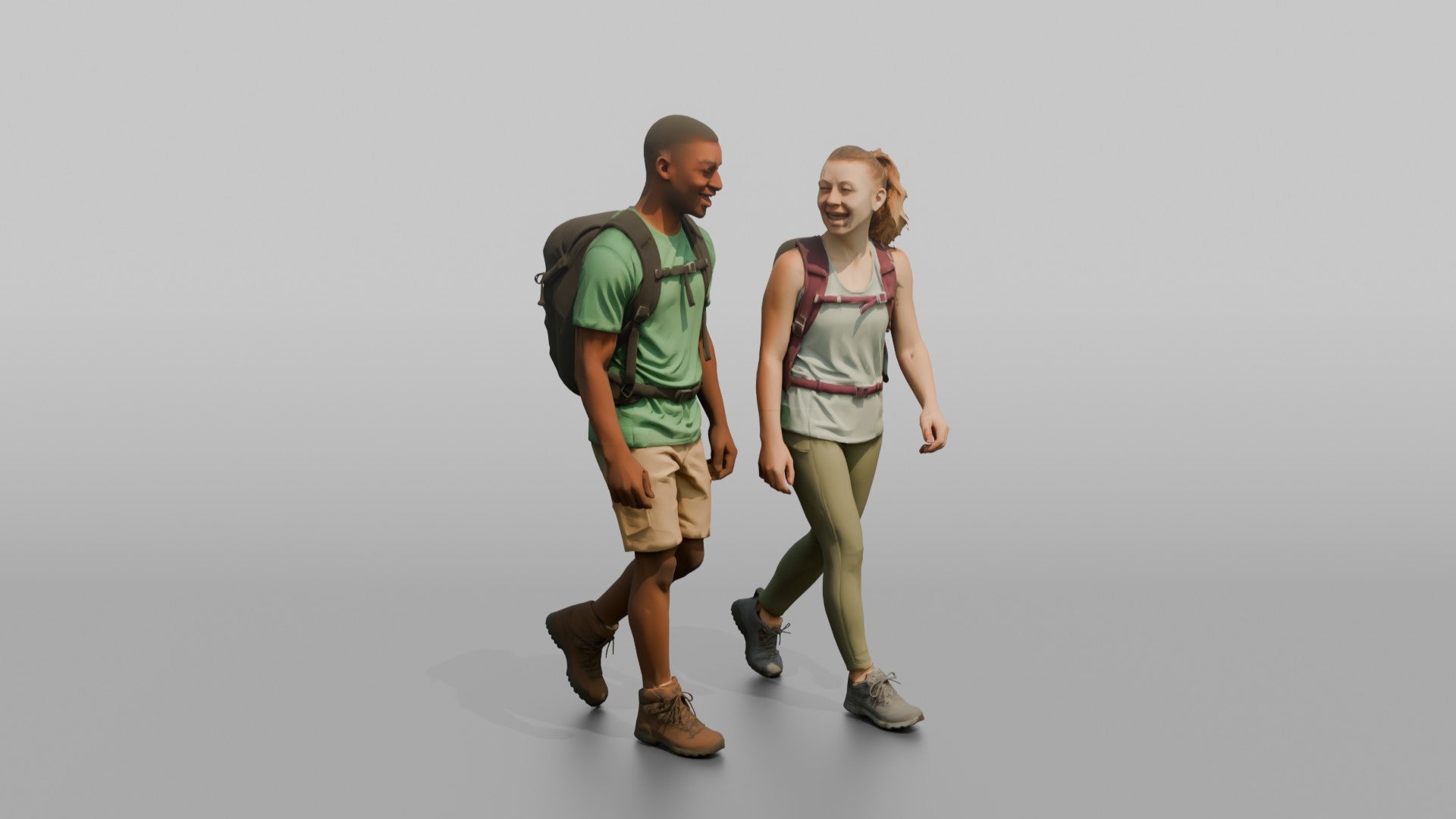 Hiking Duo Walking and Talking Together