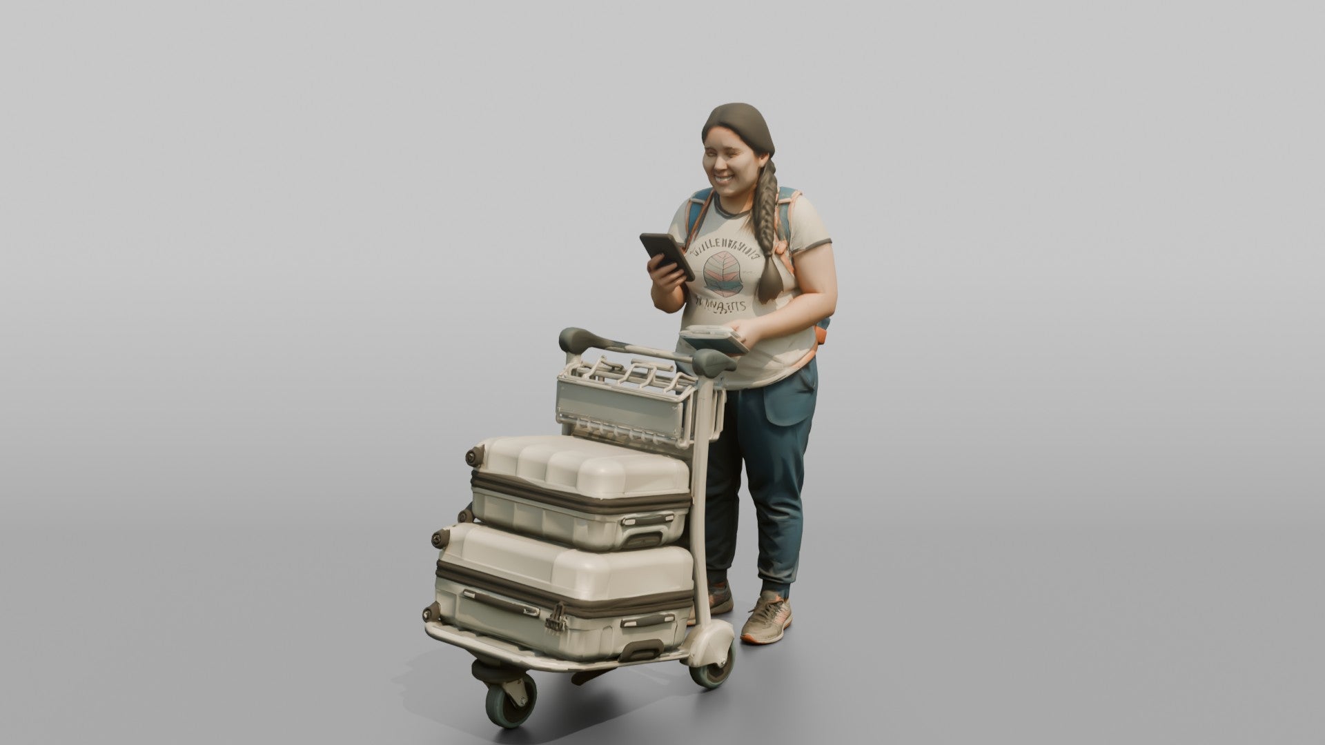 Traveler Checking In On Her Phone