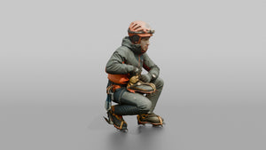 Ice Climber Crouched in an Active Posture - 3D character model, view 1