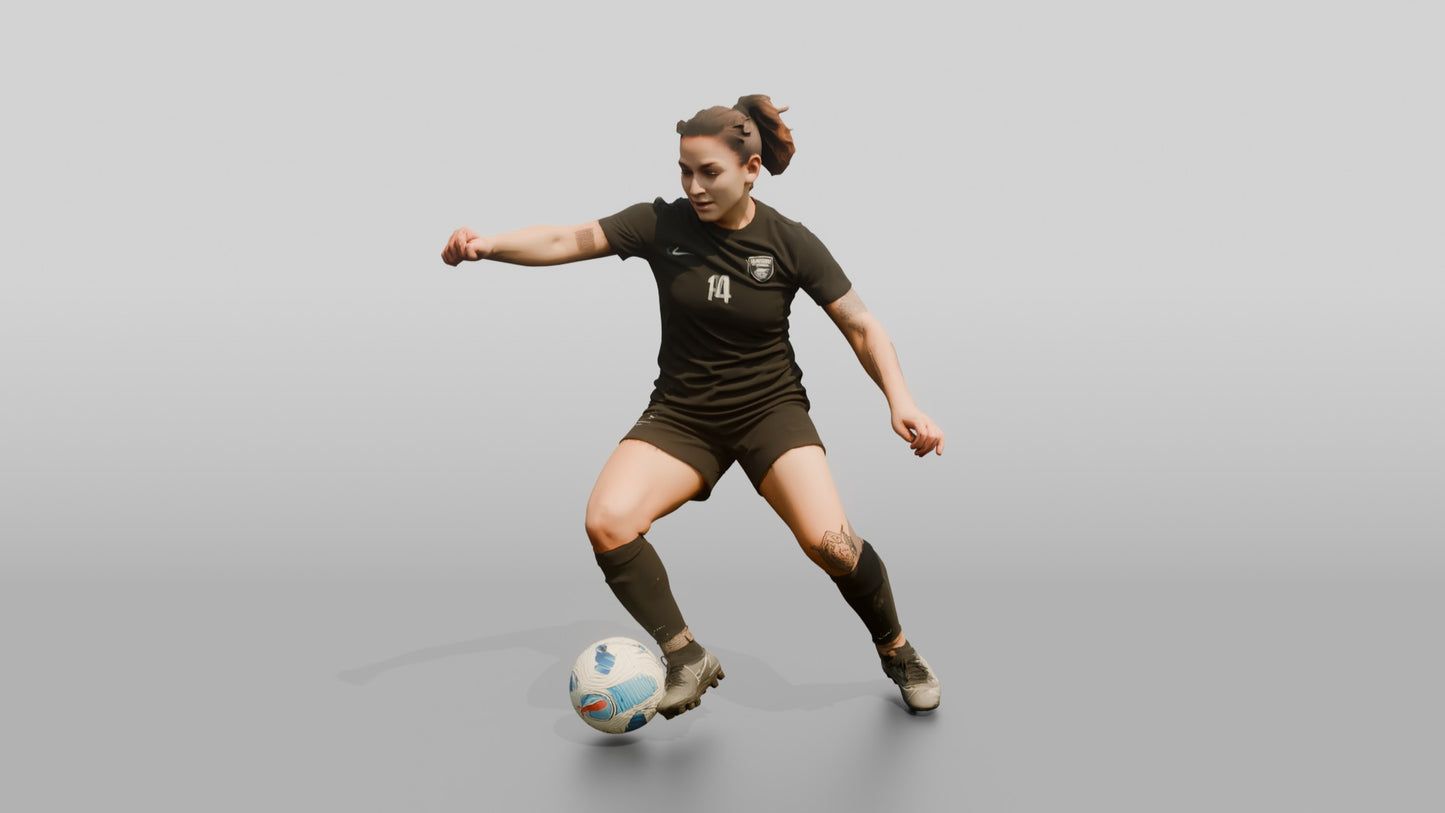 Soccer Player Shielding Ball on Sideline