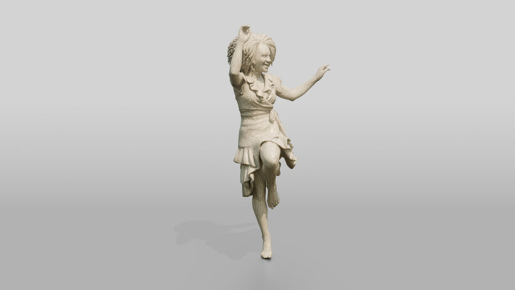Woman Dancing in a Yellow Floral Dress