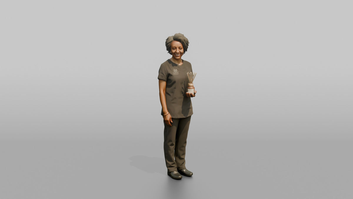 Massage Therapist Woman Holding An Aromatherapy Diffuser Bottle - 3D character model