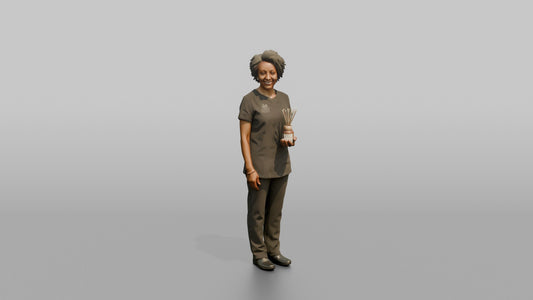 Massage Therapist Woman Holding An Aromatherapy Diffuser Bottle - 3D character model