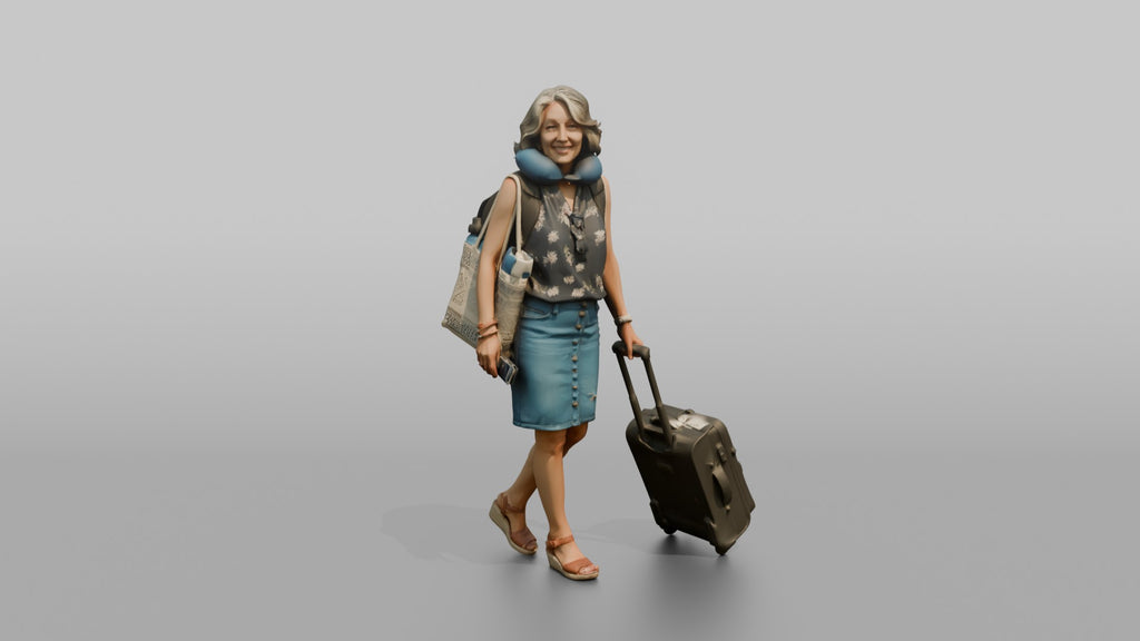 Traveler Carrying A Beach Bag And Backpack