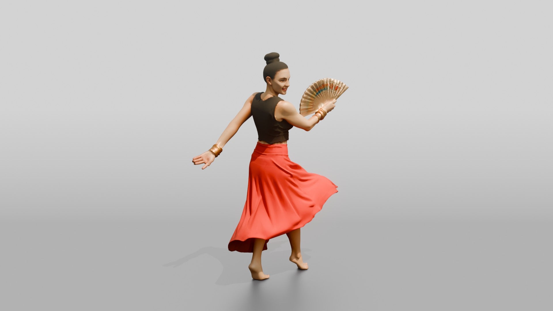 Boho Dancer with a Hand Fan