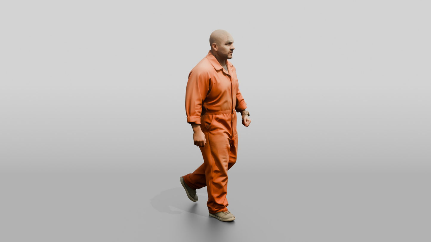 Latino Male Prisoner in an Orange Jumpsuit