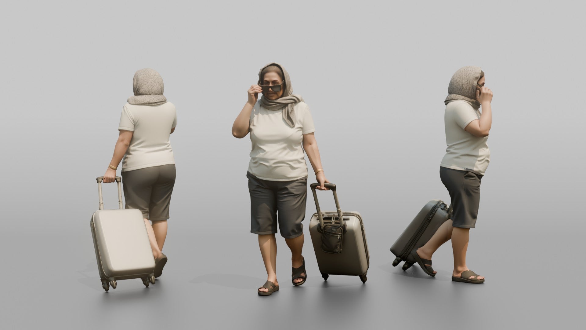 Traveler Putting On Sunglasses In Terminal