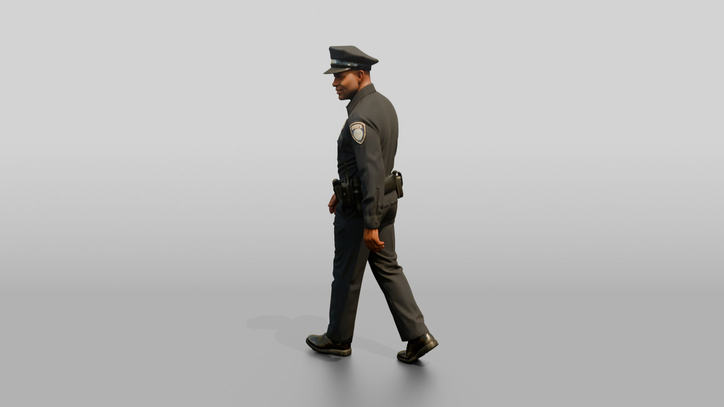 Police Officer Looking Over His Shoulder