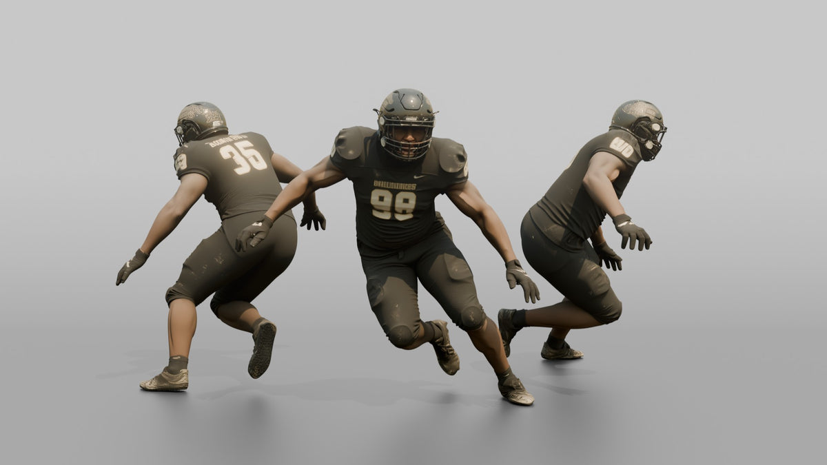 Defensive Tackle Bull-Rushing Forward - 3D character model