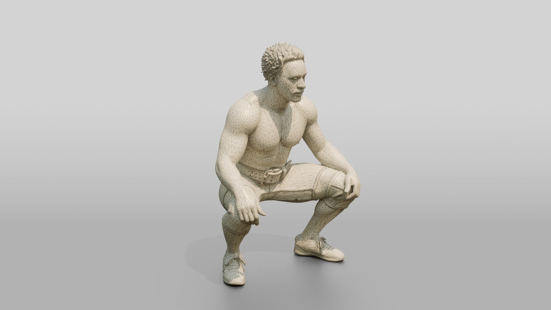 Man in Deep Squat Stance