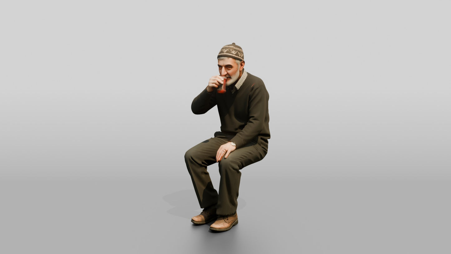 Man Sipping Traditional Tea
