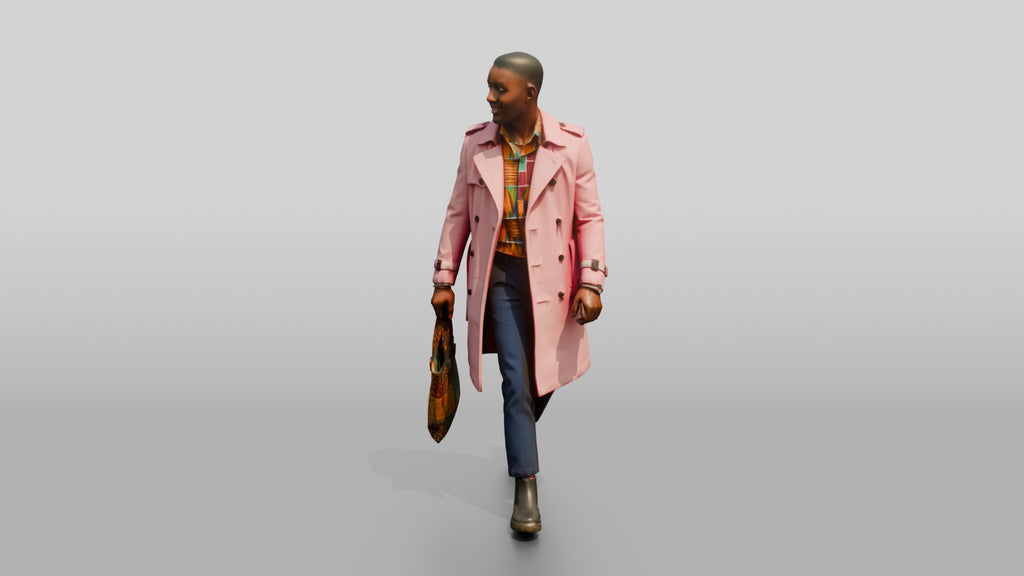 Stylish African Man in a Pink Trench Coat