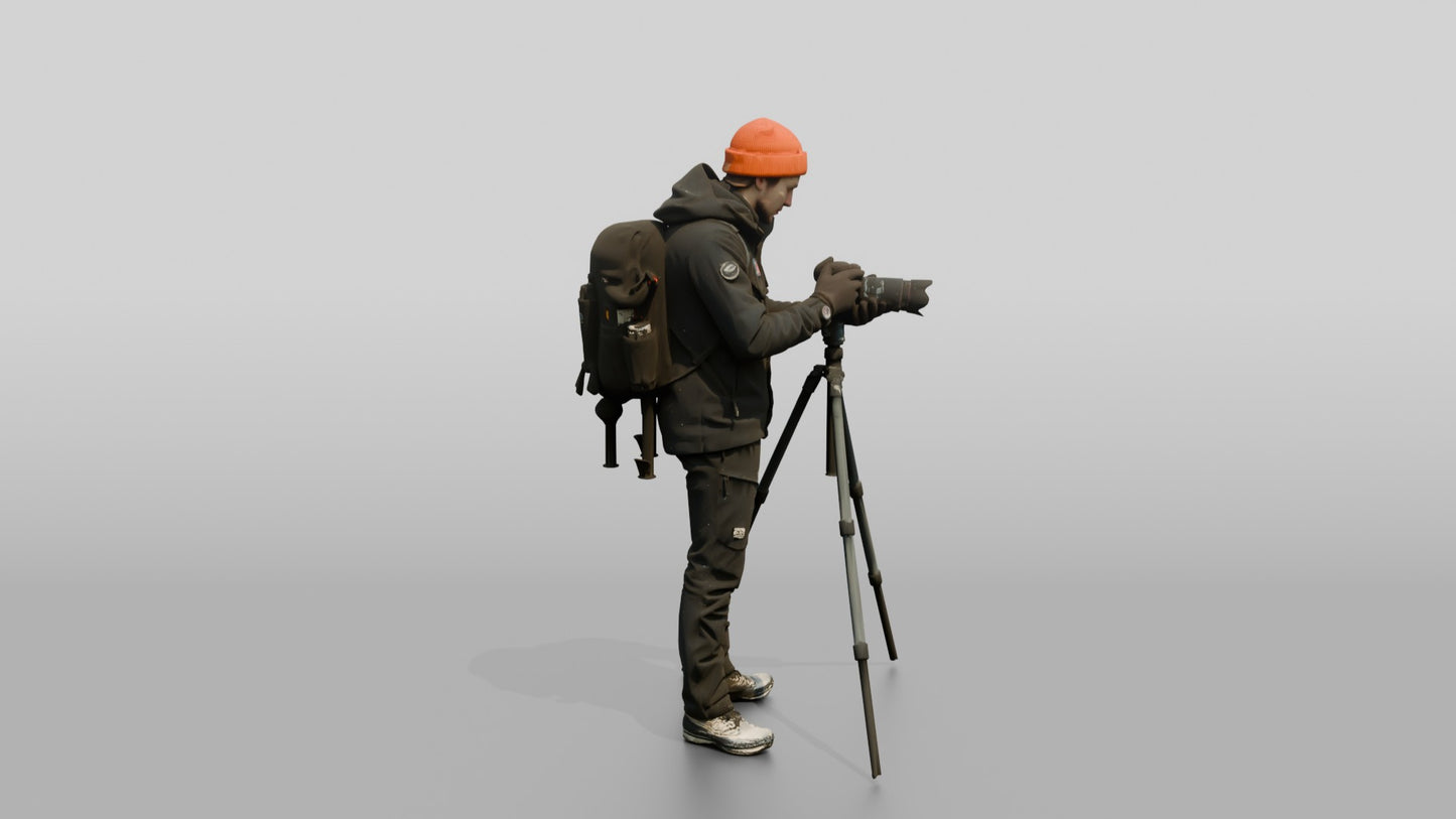 Norwegian Man Photographing a Frozen Tree