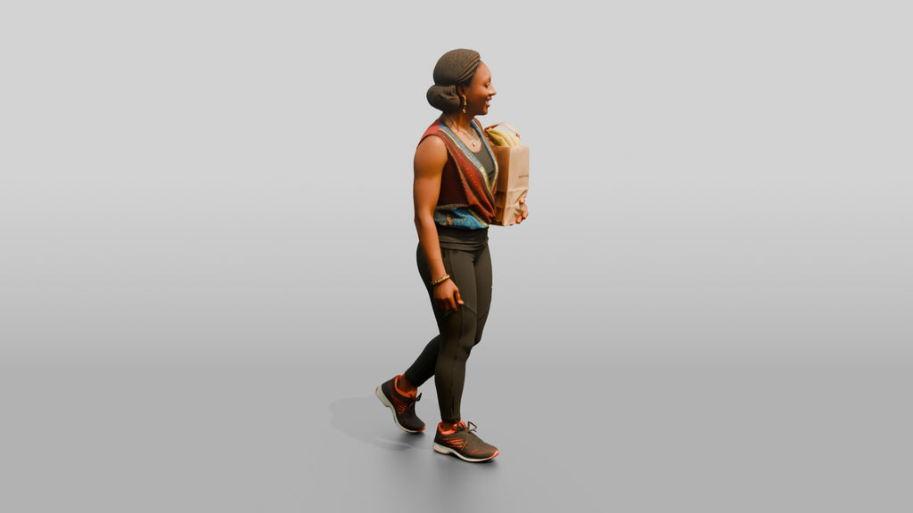 Athletic African Woman Carrying Groceries
