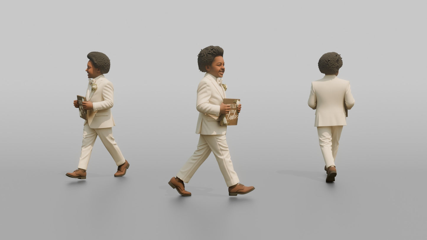 Page Boy Marching with a Wedding Sign