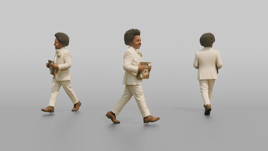 Page Boy Marching with a Wedding Sign
