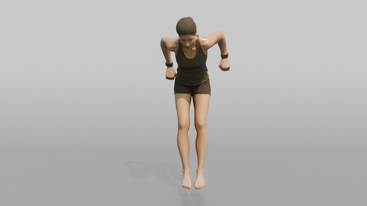 Bodyweight Athlete Woman Mid-rep Of A Tricep Dip - 3D character model